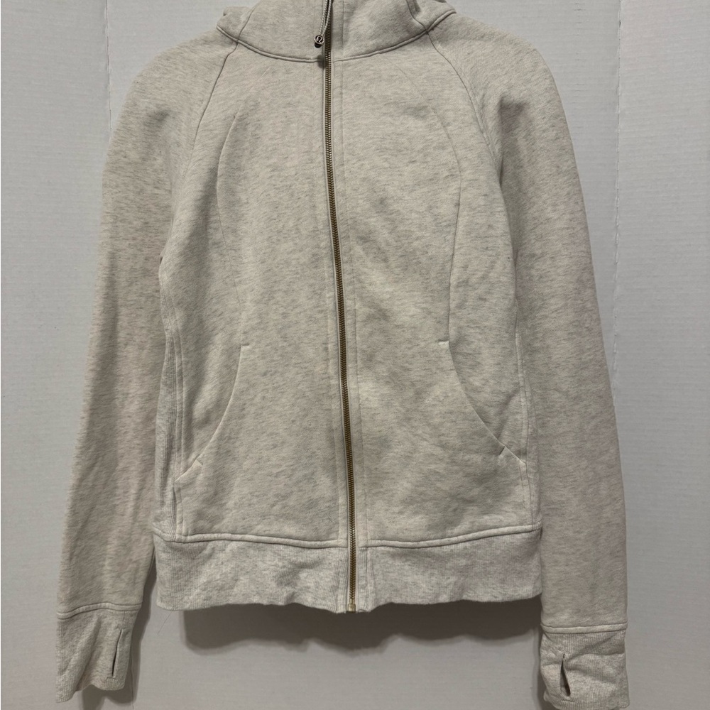 Lululemon Athletica Cream Zip-Up Hoodie with Thumbholes